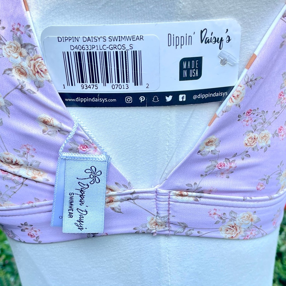 Dippin’ Daisy’s 2 Piece Bikini Pink Floral and Tan Both Pieces Size Small - Picture 16 of 16